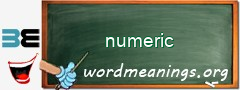 WordMeaning blackboard for numeric